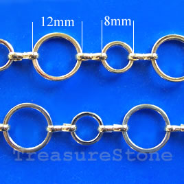 Chain, brass,14K gold-finished, 8/12mm. Sold per pkg of 1 meter.