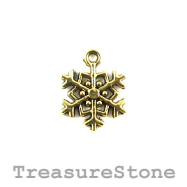 Charm/pendant, gold-plated, 15mm snowflake.Pkg of 8