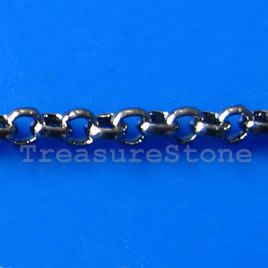 Chain, brass,black-finished, 2.5mm rolo. Sold per pkg of 1 meter