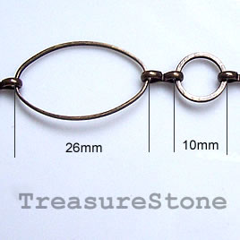 Chain, brass,bronze-finished, 15x26/10mm.Sold per pkg of 1 meter