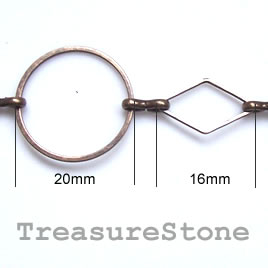 Chain, brass,bronze-finished, 20/16x9mm. Sold per pkg of 1 meter
