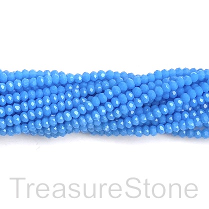 Bead, crystal, mid blue, 2x3mm rondelle. 17"