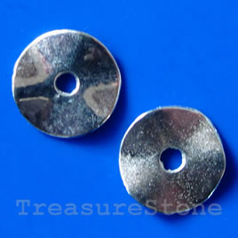 Bead, silver-finished, 14/3mm. Pkg of 12.