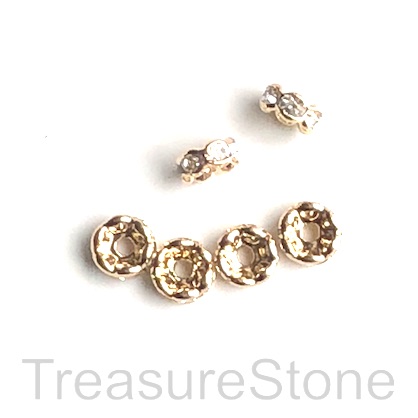 A wholesale, Spacer bead, light gold plated, clear, 8mm. 100pcs
