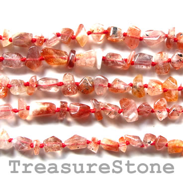 Bead, Sunstone, nugget, about 7mm. 16-inch strand.