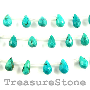 Bead, turquoise (natural), 8x11mm faceted briolette. Pkg of 27.